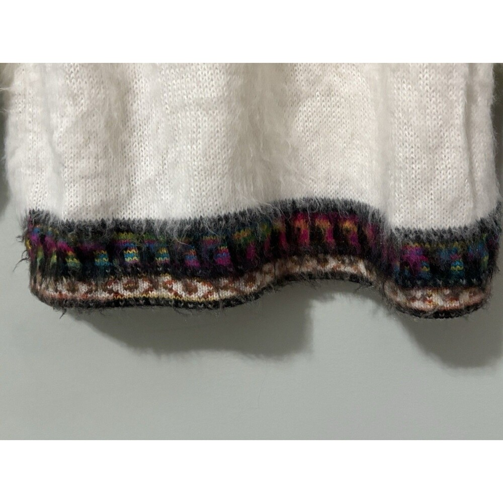 Alphaca Fair Isle Knit Sweater Multicolor Llama Print Sz M-L Nordic Unisex - Picture 6 of 7
